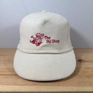 The Ski Shop Hat Mens OSFA White Corduroy Rope Snapback Vintage 90s
